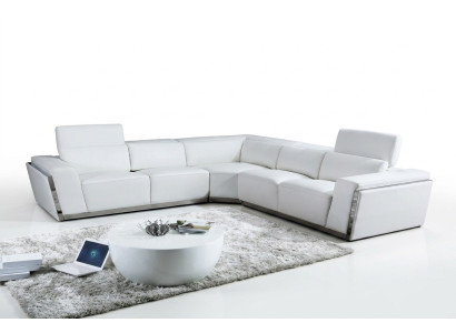 Sofá de cuero multifuncional en forma de L para sala de estar.