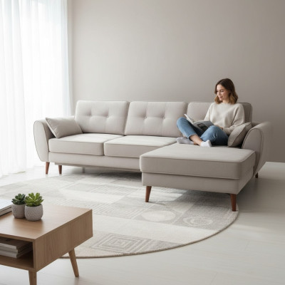 Diseño Sofá cama Sofá Tapizado Sala de estar Esquina de tela Textil