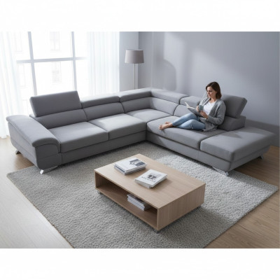 Sofá cama funcional de tela para la sala de estar.