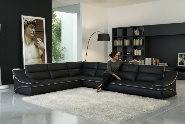 Sofá de cuero conjunto de salón Sofá de esquina XXL Tapizado Esquina Asiento Sofá Juego