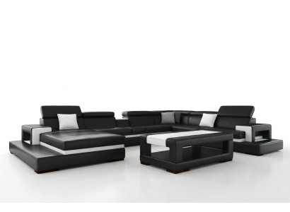 Sofá de cuero XXL esquinero de diseño gran sofá tapizado esquinero asiento decoración conjunto.
