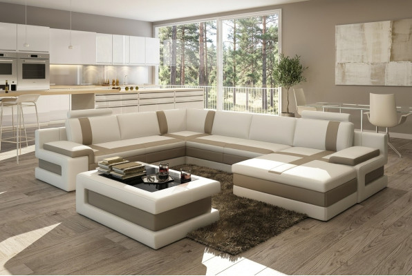Sofá de cuero sofá salón en forma de U Diseño Sofá moderno Sofás de esquina