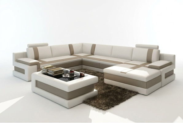 Sofá de cuero sofá salón en forma de U Diseño Sofá moderno Sofás de esquina