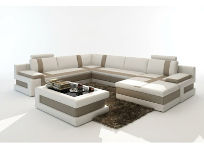 Sofá de cuero sofá salón en forma de U Diseño Sofá moderno Sofás de esquina
