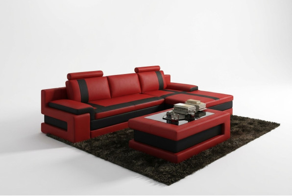 Sofá de cuero Sofá Salón Forma L Diseño Moderno Sofá Sofá Esquinero