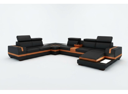 Sofá de cuero, sofá de sala de estar en forma de U, sofá moderno de diseño en forma de L, sofás de esquina de diseño 5099