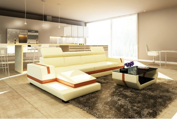 Sofá esquinero de diseño moderno Big de cuero, conjunto de sofás esquineros para la sala de estar.