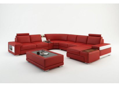 Sofá de cuero sofá paisaje de vida en casa forma de U Diseño Sofá moderno 5103 Sofás