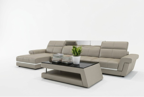 Sofá de cuero sofá conjunto de salón en forma de L Diseño Moderno Sofa 5136B Sofás