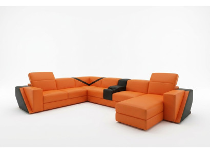 Sofá de cuero sofá sofá tapizado sofá de diseño en forma de U