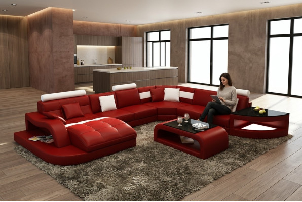 Sofá de esquina de diseñador de lujo, sofá de cuero, sofá, sofá cama, salón de cuero