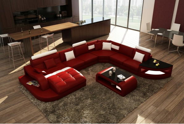 Sofá de esquina de diseñador de lujo, sofá de cuero, sofá, sofá cama, salón de cuero
