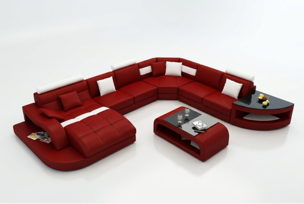 Sofá de esquina de diseñador de lujo, sofá de cuero, sofá, sofá cama, salón de cuero