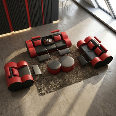 Moderno juego de sofás para sala de estar: sofá de 3+2+1 asientos con cojines de diseño.