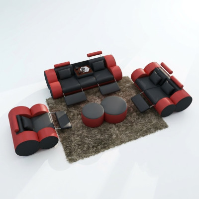 Moderno juego de sofás para sala de estar: sofá de 3+2+1 asientos con cojines de diseño.