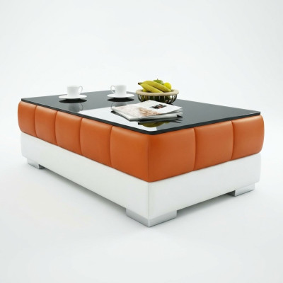 Mesa de centro diseño Mesa sala de estar vidrio Cuero Sofá Sofá Auxiliar Café