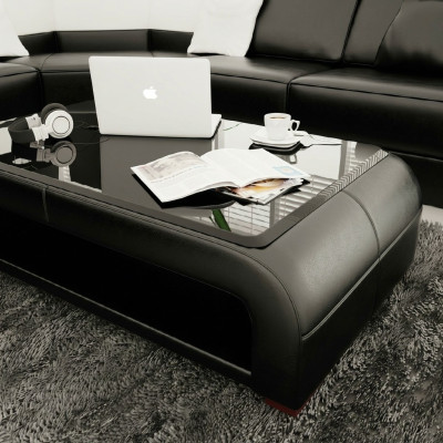 Mesa de café diseño mesa sala de estar cristal piel sofá auxiliar sofá café