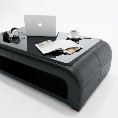 Mesa de café diseño mesa sala de estar cristal piel sofá auxiliar sofá café