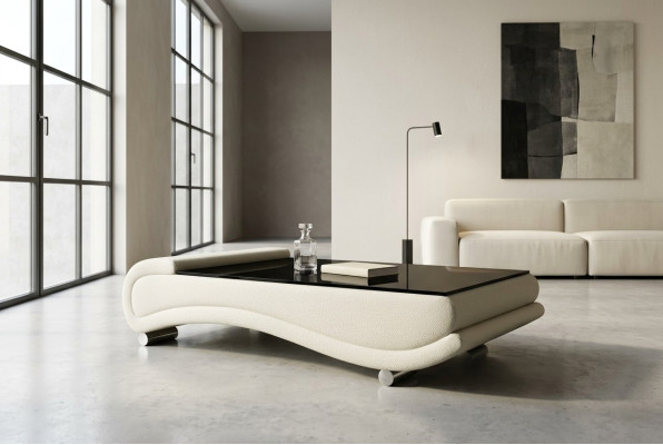Mesa de centro Mesa de diseño acolchado Mesa de cristal Mesa auxiliar Sofá de cuero Sofá Mesas