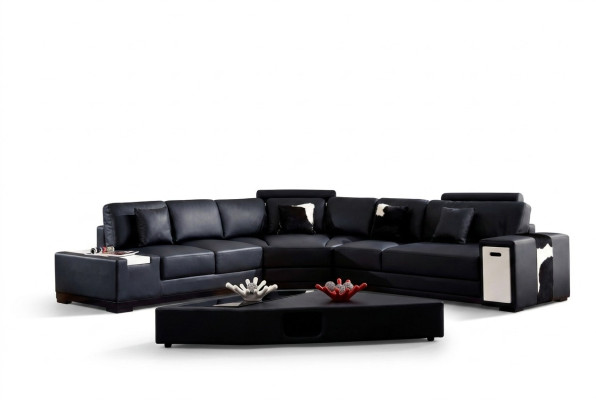 Sofá de esquina de diseñador, conjunto de sala de estar tapizado de cuero, sofá, sofás, sofá XXL