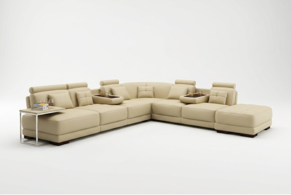 Sofá grande Sofá de cuero Sofá Chaiselongue en forma de L Conjunto de tapicería de sofá en esquina