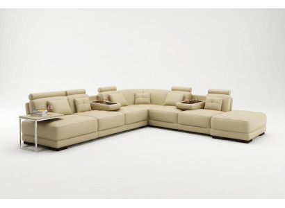 Sofá grande Sofá de cuero Sofá Chaiselongue en forma de L Conjunto de tapicería de sofá en esquina