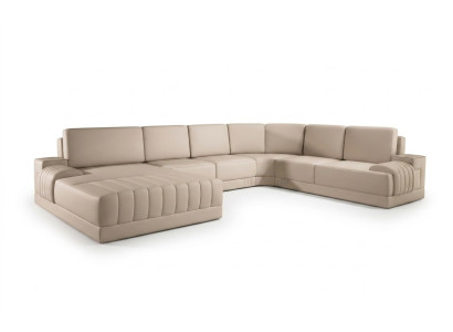 Sofá de cuero tapizado de diseñador en forma de U, sofá de salón moderno en forma de U.
