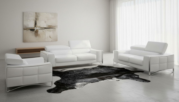 Sofá de cuero multifuncional con cojines de asiento para sala de estar.