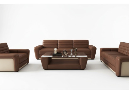 Sofá de cuero Sofá Sofá Acolchado Asiento Conjunto completo de sofás modernos 3+2+1