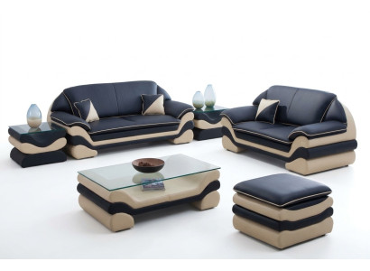 Sofá de cuero, sofá en forma de L, conjunto de sofás de 3 plazas y 2 plazas, sofá de diseño, conjunto clásico.