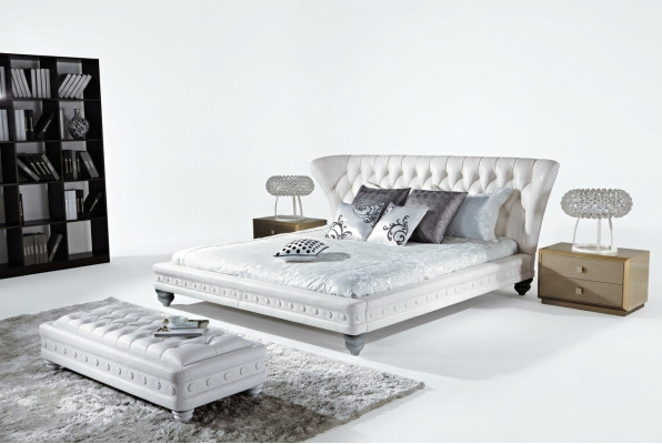 Diseñador cama doble cama camas cuero Chesterfield Hotel Lujo Dormitorio