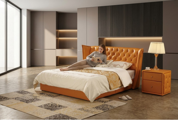 Cama doble de diseño cama camas cuero Chesterfield lujo hotel dormitorio