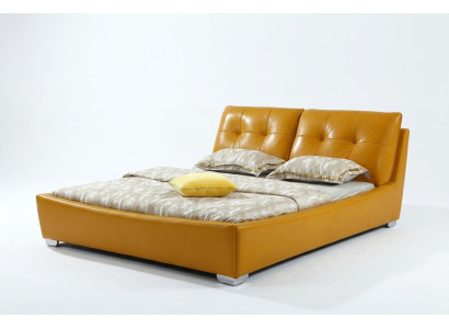 Cama doble de diseño para dormitorio con cama de cuero de hotel de lujo.