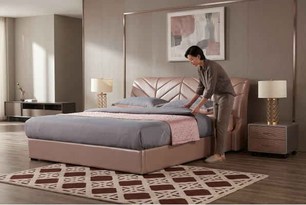 Cama de diseño de lujo moderna XXL estilo hotel doble de cuero 140 160.