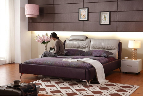 Cama de diseño de lujo moderna XXL, estilo decoración hotelera, doble, cuero, 140 160.