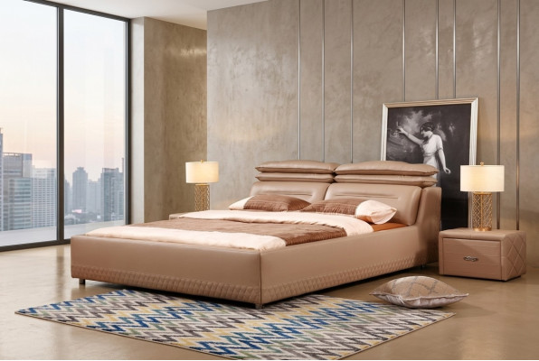 Cama de diseño moderno XXL estilo cama de hotel de lujo doble cuero 140 160.