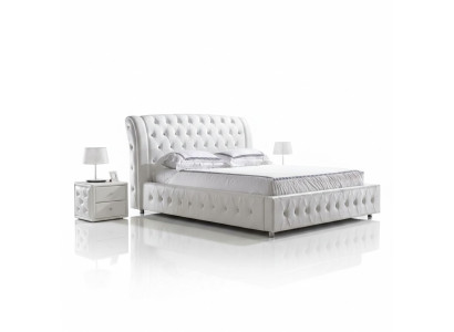 Cama de diseño moderna XXL de hotel, camas de lujo, doble de cuero Chesterfield.