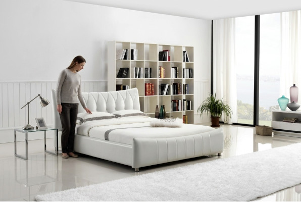 Cama de diseño moderno XXL camas estilo lujo de hotel doble cuero 140 160
