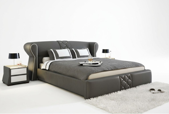 Cuero acolchado cama camas hotel clásico doble diseño matrimonial dormitorio nuevo. 