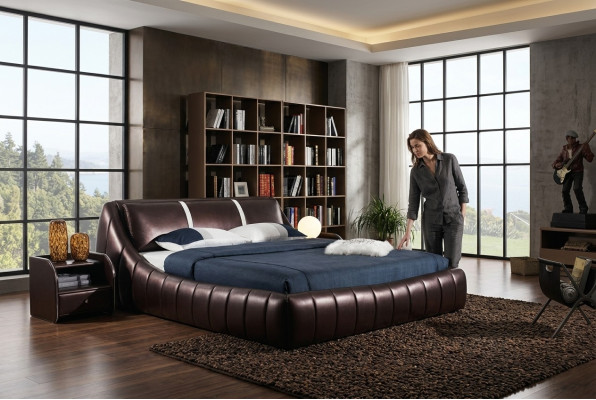 Cama de diseño moderno de hotel, camas XXL, estilo de lujo, doble de cuero, 140 160 180x200 cm.