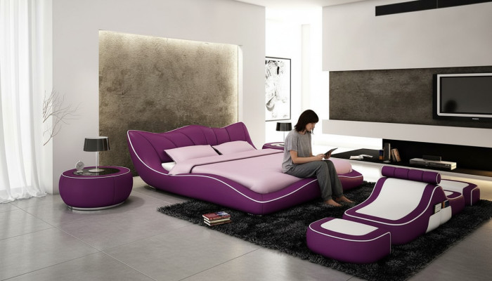 Diseño moderno cama XXL camas decorativas estilo de lujo doble hotel cuero.