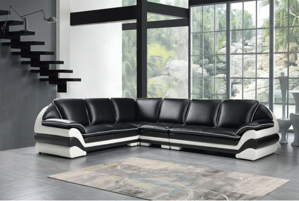 Sofá de cuero sofá sofá de esquina en forma de L diseño de sofá moderno clásico