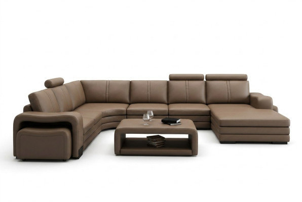 XXL sofá multifuncional de cuero sofá grande de esquina moderno cojín decorativo.