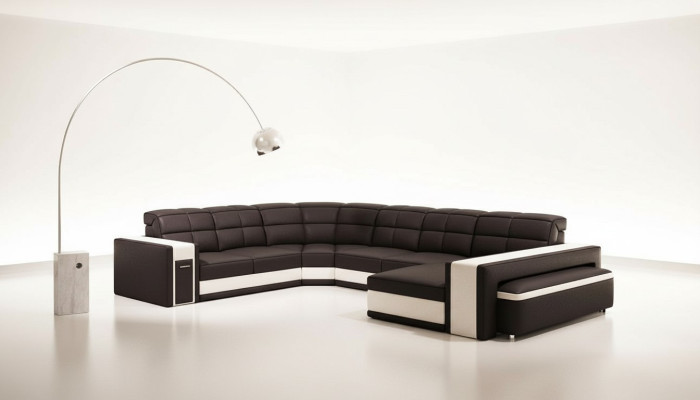 Diseño esquinas sofá de esquina grande con cojines de cuero Sofás de salón conjunto XXL.