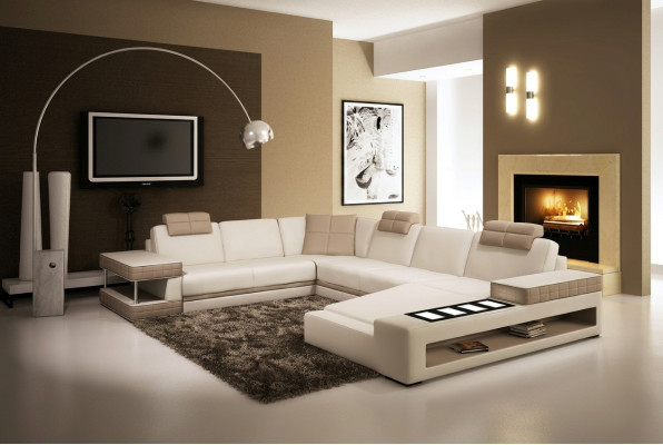 Diseño Esquinas Grande XXL Sofá de Esquina de Asiento de Cuero Sofás Salón