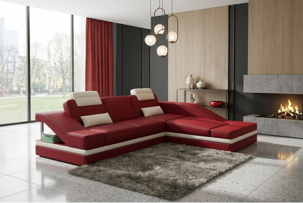 Diseño esquinas acolchadas esquina sofá XXL BigCouch conjunto de sofás de cuero.