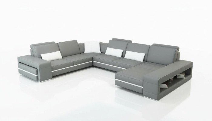 Sofá de cuero sofá de esquina diseño moderno sofá seccional en forma de U decoración de esquina sofás