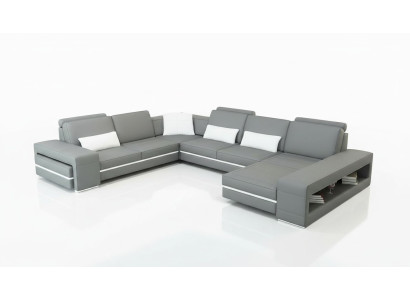 Sofá de cuero sofá de esquina diseño moderno sofá seccional en forma de U decoración de esquina sofás