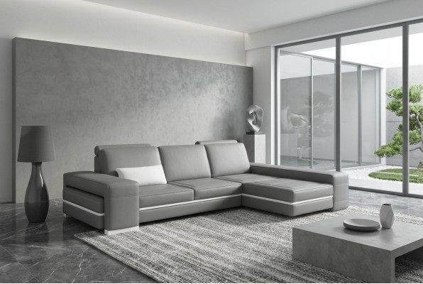 Sofá de cuero Sofá conjunto de sala en forma de L Diseño Sofá moderno Esquina Decoración Sofás