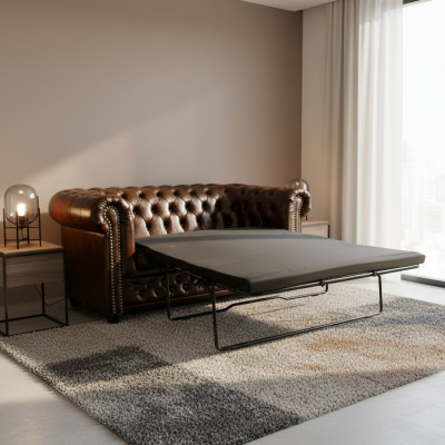 Sofá Chesterfield York de 2 plazas con función de cama. Sofás tapizados, nuevos.